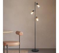 Reality Leuchten Lámpara de pie Cádiz, negro/ámbar, 3 luces, altura 154 cm