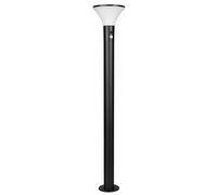Reality Leuchten Luz de entrada para exteriores LED GORDA R44676132, plástico negro mate, LED de 3,5 vatios, híbrido solar/batería, sensor crepuscular, sensor de movimiento