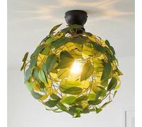 Reality Leuchten Plafón Leavy, negro/verde, Ø 38 cm, E27, 1 luz