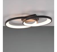 Reality Leuchten Plafón LED Malaga con 2 anillos, negro