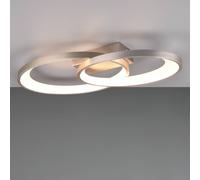 Reality Leuchten Plafón LED Malaga con 2 anillos, níquel mate