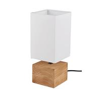 Reality Leuchten Lámpara de mesa Woody, pie de madera, 12 x 12 cm, marrón, 1 bombilla E14
