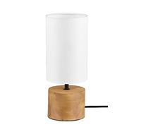 Reality Leuchten Lámpara de mesa Woody R50171930 madera/tejido cilindro blanco