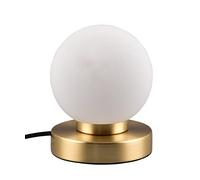 Reality Leuchten R54011008 Prince II R54011008 - Lámpara de mesa (metal y latón mate, cristal blanco, no incluye 1 bombilla E14, encendido/apagado)