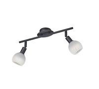 Reality Leuchten R80592032 - Foco reflector (metal oxidado, cristal alabastro blanco, no incluye 2 bombillas E14)
