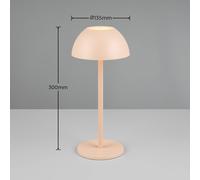 Reality Leuchten Ricardo lámpara de mesa LED recargable, arena, altura 30 cm, plástico