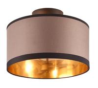 Reality Leuchten RL Lámpara de Techo Davos R61552041, metal negro mate, pantalla tela topo/negro/dorado, excl. 1x E14