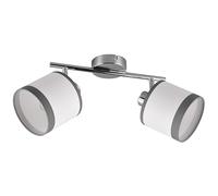 Reality Leuchten RL Spot Bar Davos R81552006, Metal Cromado, Cortinas Tela Gris/Blanco, excl. 2x E14