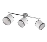 Reality Leuchten RL Spot Bar Davos R81553006, Cortinas Metálicas Cromadas Tela Gris/Blanco, excl. 3x E14