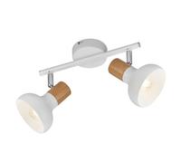 Reality Leuchten RL Spot Bar Latika R81522031, Metal White mate, Madera sintética o artificial, excl. 2x E14