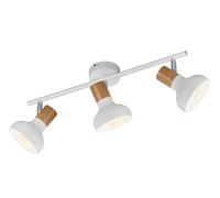 Reality Leuchten RL Spot Bar Latika R81523031, Blanco Metal mate, Madera sintética o artificial, excl. 3x E14