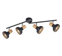 Reality Leuchten RL Spot Bar Latika R81524032, Metal Black mate, madera sintética o artificial, excl. 4x E14