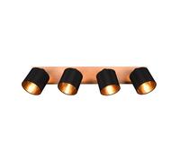 Reality Leuchten Tommy downlight de techo, madera/negro/oro, longitud 72 cm, 4 luces.