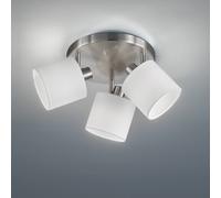 Reality Leuchten Tommy downlight de techo, níquel/blanco, Ø 25 cm, 3 luces de tela