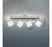 Reality Leuchten Tommy downlight de techo, níquel/blanco, longitud 70 cm, 4 luces.
