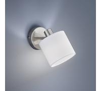 Reality Leuchten Tommy foco de pared, níquel/blanco, anchura 12 cm, metal/tejido