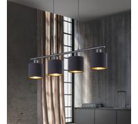 Reality Leuchten Tommy lámpara colgante, negro/oro, longitud 75 cm, 4 luces, tela