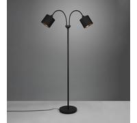 Reality Leuchten Tommy lámpara de pie, negro/oro, altura 130 cm, 2 luces de tela