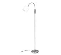 Reality Leuchten Tommy R46331001 - Lámpara de pie (metal níquel mate, pantalla de tela blanca, no incluye 1 bombilla E14)