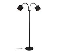 Reality Leuchten Tommy R46332079 - Lámpara de pie (metal negro mate, pantalla de tela, 2 bombillas E14), color negro y dorado