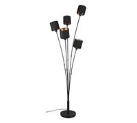 Reality Leuchten Tommy lámpara de pie, negro/oro, altura 163 cm, 5 luces de tela