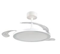 Reality Leuchten Ventilador con luz KASFJORD R64452131, blanco mate, metal, 25W, 2700-6500K, 3900 lúmenes, aspas plegables, mando a distancia incluido, regulable, con luz nocturna