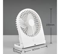 Reality Leuchten Ventilador de mesa con batería Breezy, blanco, silencioso