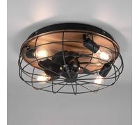 Reality Leuchten Ventilador techo Trondheim mando 4xE27 madera