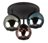 Reality Plafón Sheldon R61303017, metal negro mate, vidrio azul/verde/cobre, excepto 3x E14
