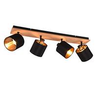 Reality Leuchten Tommy downlight de techo, madera/negro/oro, longitud 72 cm, 4 luces.