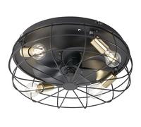 Reality, Ventilador, Trondheim 4xE27, max.10,0 W Plástico, Blanco, Cuerpo: Metal, estera negra Ø:48,5cm, A:17,5cm Sin bombilla,Ventilador,3 Niveles de velocidad