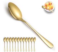 ReaNea Cucharas de cena de oro 12 piezas, cuchara de mesa chapada en oro de titanio y acero inoxidable, cucharas de sopa para el hogar, restaurante, boda, fiestas, eventos
