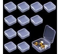 Rebanky 12 Piezas Cajitas Plastico Pequeñas Transparentes Caja Almacenaje | Pequeña Cajas Cuadradas Plastico Caja Organizadora con Tapa para Cuentas, Joyas, Artículos Pequeños, Pastillas, 55x55x20mm