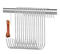 REBECASKYENS 20 ganchos de acero inoxidable para carne en forma de S, para ahumar en frío y caliente, para pollo, caza, ahumar costillas (13 cm)