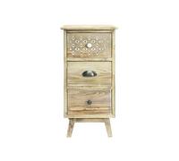 Rebecca Mobili Mesita De Noche Estrecha, Cómoda Pequeña, 3 Cajones, Blanco Decapado Marrón Claro, Madera De Paulownia, para Baño Y Dormitorio - Medidas: 65 x 30 x 30 cm (A x AN x FON) - Art. RE6620