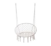 Rebecca Mobili Silla hamaca columpio, sillón relax para colgar, color blanco crema, acero polialgodón, para jardín, terraza, basculante, robusta - Medidas (alt. x an.) 120 x 80 x 60 cm - Art. RE7175