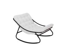 Rebecca Mobili Sillón Mecedora Grande, Silla Relax de Exterior, Gris Blanco, Acero Poliéster, para Interior o Exterior, Cojín Acolchado Alto - Dimensiones AxAnxFon: 74 x 78 x 101 cm - Art. RE7180