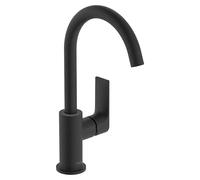 Hansgrohe Grifo de lavabo Rebris E, negro mate – profundidad 18 cm