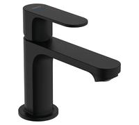 Hansgrohe Grifo de lavabo Rebris S 80 – Agua fría – Sin vaciador – Negro mate – Proyección 121 mm