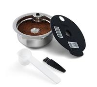 RECAFIMIL Almohadillas Reutilizables Tassimo de 60 ml Rellenables de Acero Inoxidable, Cápsulas de Café Con Tapa de Silicona Negra Compatible Con Máquina Bosch