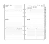 Recambio Agenda 2027 Semana Vista, 6 Anillas, 95 x 171 mm, Planificador Personal con Pestañas Mensuales, Hojas de Notas Contacto, 12 Meses, Enero-Diciembre 2027, Papel Grueso 100 gr