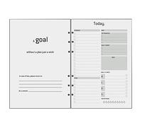 Recambio Agenda Sin Fecha Dia por Pagina A5, 6 Anillas, Planner Sin Fecha con To Do Lista & Schedul, Página Note Contacto Habit-Tracker, 6 Agujeros Papel Grueso 100 gr, Escolar Familiar Bureau