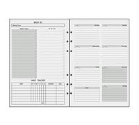 Recambio Agenda Sin Fecha Semana Vista A5, 6 Anillas, Planner Sin Fecha con To Do Lista & Habit-Tracker, Extra Página de Note Contacto, 6 Agujeros, Papel grueso, 100 gr