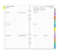 Recambio de Agenda 2027 Semana Vista, 6 Anillas, Personal A6 (95 x 171 mm), con Pestañas Mensuales, Notas y Contactos, Enero-Diciembre, Papel 100 gr