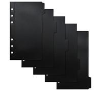 Recambio de Bolsillo para Carpeta de 6 Anillas A6 en PP Negro | Organizador 6 Agujeros, Apertura Suave y Acceso Fácil, para Oficina y Viaje, Espacio Suficiente