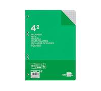 RECAMBIO LIDERPAPEL CUARTO 100 HOJAS 60G/M2 CUADRO 8MM CON MARGEN 6 TALADROS