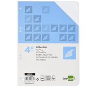 RECAMBIO LIDERPAPEL CUARTO 100 HOJAS 60G/M2 MILIMETRADO SIN MARGEN 6 TALADROS