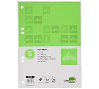 Recambio liderpapel cuarto pautaguia 100 hojas 75 g cuadriculado pautado 5 mm con margen 6 taladros