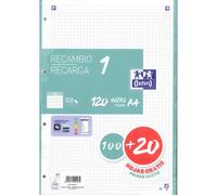 Recambio OXFORD 1 Color, Din-A4 120H 4T 90 gr. Cuadros 5 mm. Verde
