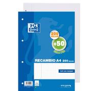 Recambio OXFORD Classic, Din-A4 200+50H 4T 90 gr. Cuadros 4 mm.